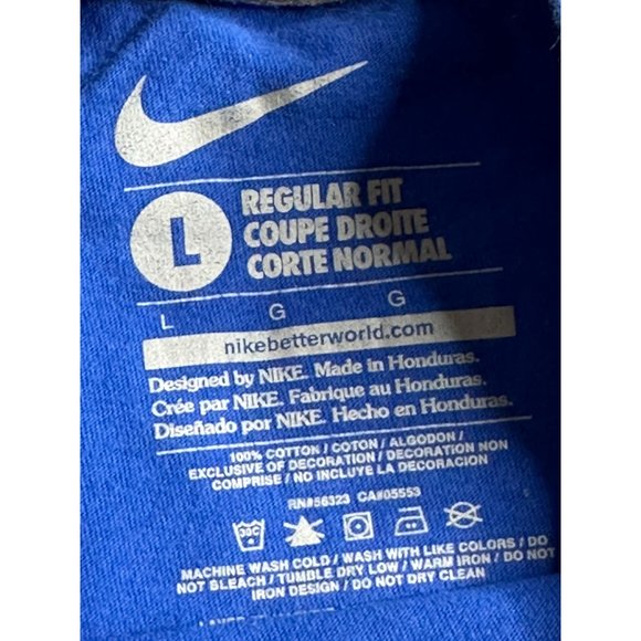 Nike Men's Short Sleeve Blue T-Shirt Large Geek For Sneaks Swoosh Logo - Picture 2 of 2